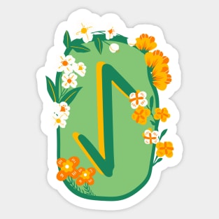 Eihwaz Rune Flowery Design Sticker